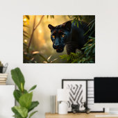 Black Panther Wild Oerwoud Leopard Big Cat Poster (Thuiskantoor)