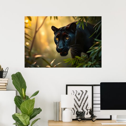 Black Panther Wild Oerwoud Leopard Big Cat Poster (Thuiskantoor)