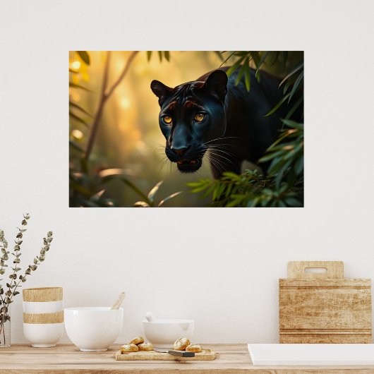 Black Panther Wild Oerwoud Leopard Big Cat Poster (Keuken)