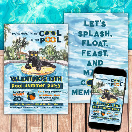 Black Panther Wild Pool Party Uitnodiging Verjaard