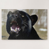 Black Panther with teeth showing and yellow eyes Legpuzzel (Horizontaal)