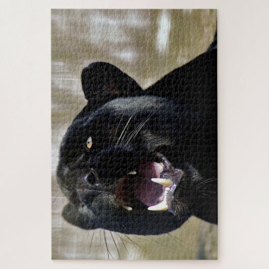 Black Panther with teeth showing and yellow eyes Legpuzzel (Verticaal)