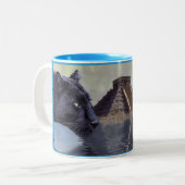 Black Panthers bij Chichen Itza Mexico Tweekleurige Koffiemok (Voorkant links)