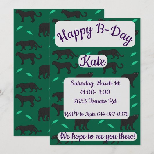 Black Panthers Happy Birthday Kaart (Voorkant / Achterkant)