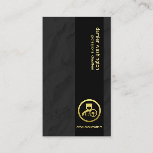 Black Paper Creasurk Black Column Chauffeur Visitekaartje (Voorkant)