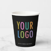 Black Paper Cups Custom Company Logo Branded 8 oz Papieren Bekers (Voorkant)