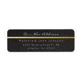 Black Paper Kraft White — nieuw adres RSVP Etiket (Voorkant)