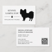 Black Papillon Silhouette Dog Kennel of Breeder Visitekaartje (Voorkant / Achterkant)