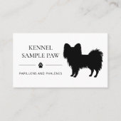 Black Papillon Silhouette Dog Kennel of Breeder Visitekaartje (Voorkant)