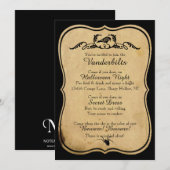 Black Parchment Raven Halloween Party Uitnodiging (Voorkant / Achterkant)