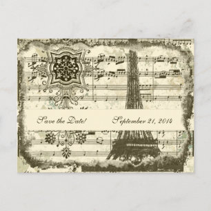 Black Paris Eiffel Tower Music Cream Bewaar de dat Aankondigingskaart