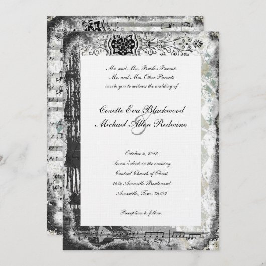 Black Paris Eiffel Tower Music Weddenschap Kaart (Voorkant / Achterkant)