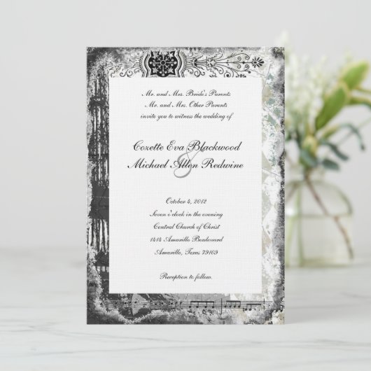 Black Paris Eiffel Tower Music Weddenschap Kaart (Staand voorkant)