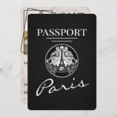 Black Paris Passport Bewaar de datum Save The Date (Voorkant / Achterkant)