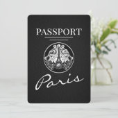 Black Paris Passport Bewaar de datum Save The Date (Staand voorkant)