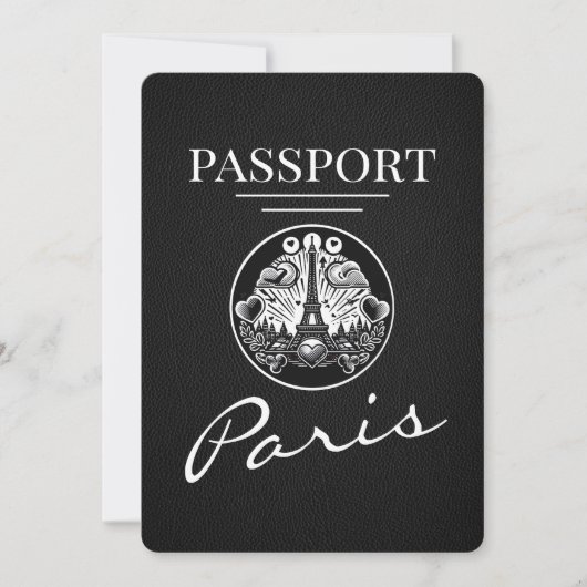 Black Paris Passport Bewaar de datum Save The Date (Voorkant)