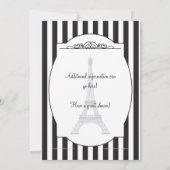 Black Paris Theme Baby shower Invitation Kaart (Achterkant)