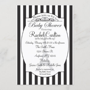 Black Paris Theme Baby shower Invitation Kaart