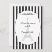 Black Paris Theme Sweet Sixteen Party Invitation Kaart (Achterkant)
