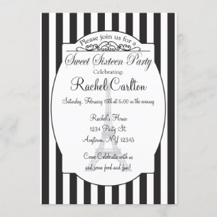 Black Paris Theme Sweet Sixteen Party Invitation Kaart