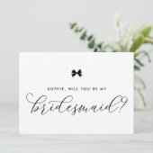 Black Parisian Bow zal je mijn Bridesmaid zijn. Kaart (Staand voorkant)