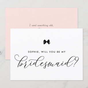 Black Parisian Bow zal je mijn Bridesmaid zijn. Kaart