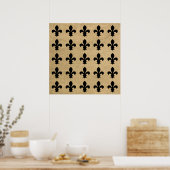 Black Parisian Moods Fleur de Lys Pattern Poster (Keuken)