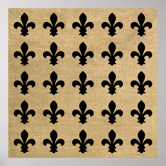 Black Parisian Moods Fleur de Lys Pattern Poster (Voorkant)