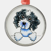 Black Parti Cockapoo gelijnd Metalen Ornament (Voorkant)