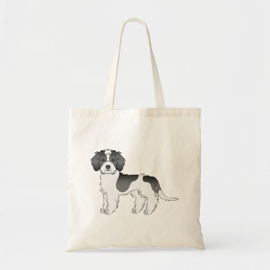 Black Parti-color Mini Goldendole Cartoon Dog Tote Bag (Voorkant)