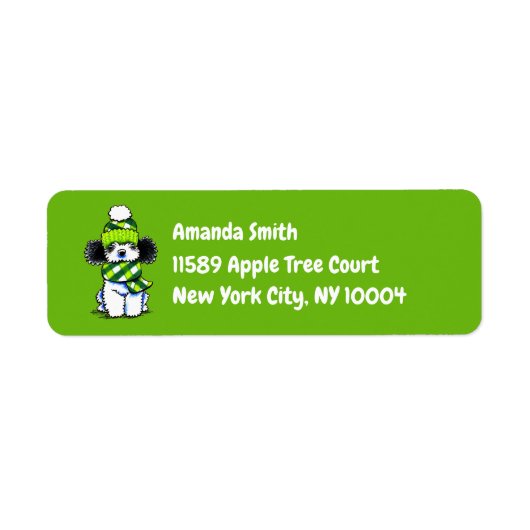 Black Parti Poodle Pset Scarf Custom Etiket (Voorkant)