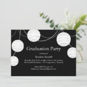Black Party Lantern Afstuderen Invitation Kaart (Staand voorkant)