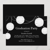 Black Party Lantern Afstuderen Invitation Kaart (Voorkant / Achterkant)