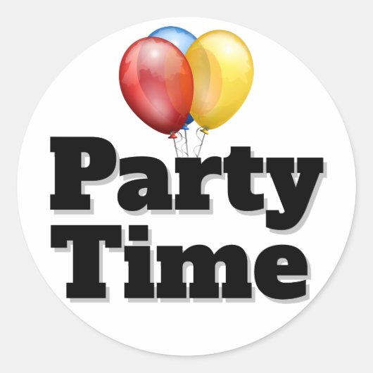 Black Party Time-ballonnen Ronde Sticker (Voorkant)