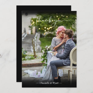 Black Passen getrouwd Photo Simple Calligraphy Scr Bedankkaart