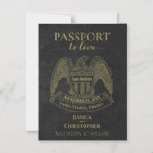 Black Passport Destination Wedding Bewaar de datum Magnetische Uitnodiging (Voorkant)