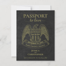 Black Passport Destination Wedding Bewaar de datum