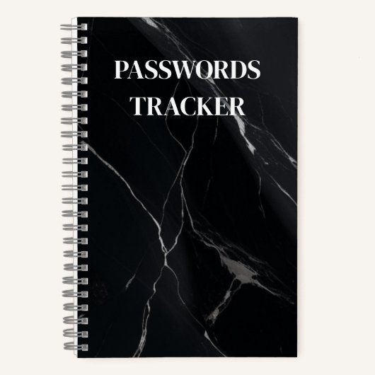 BLACK PASSWORDS TRACKER NOTITIEBOEK (Voorkant)