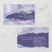 *~* Black Pastel Agate Geode Silver Glitter Glam Visitekaartje (Voorkant / Achterkant)