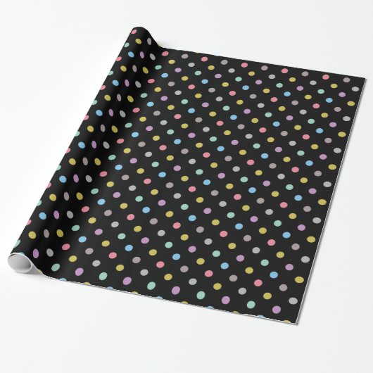 Black Pastel Spot ELEGANT BIRTHDAY WEDDING WRAP Cadeaupapier (Uitgerold)
