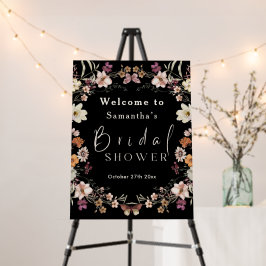 Black Pastel Wildflower Modern Boho Vrijgezellenfe