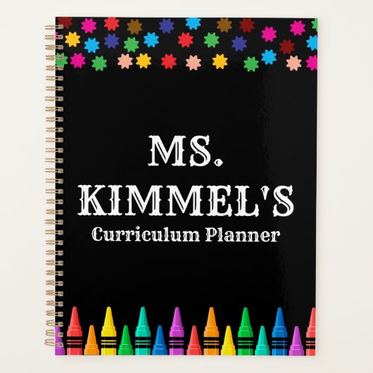Black Pastels Crayons Curriculum Teacher Planner (Voorkant)
