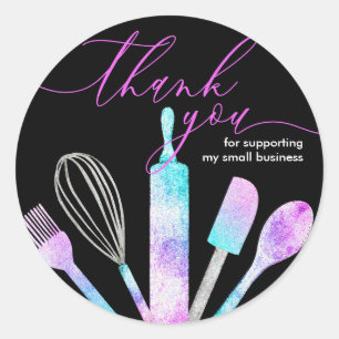 Black Pastry-banketbakkerijtools bedankt Ronde Sticker