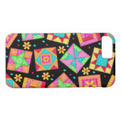 Black Patchwork Quilt Art iPhone 7 hoesje (Achterkant (Horizontaal))