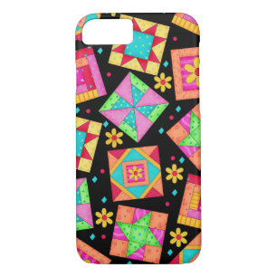 Black Patchwork Quilt Art iPhone 7 hoesje