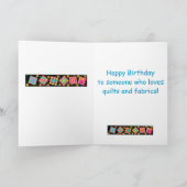 Black Patchwork Quilt Block Art Happy Birthday Kaart (Binnen)
