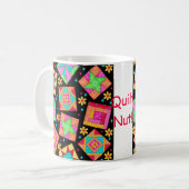 Black Patchwork Quilt Block Mok (Voorkant links)