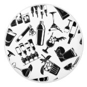 Black Pattern Cocktail Bar Keramische Knop (Voorkant)