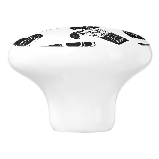 Black Pattern Cocktail Bar Keramische Knop (Zijkant)