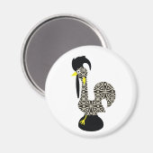 Black Pattern, Galo de Barcelos Magneet (Voorkant / Achterkant)